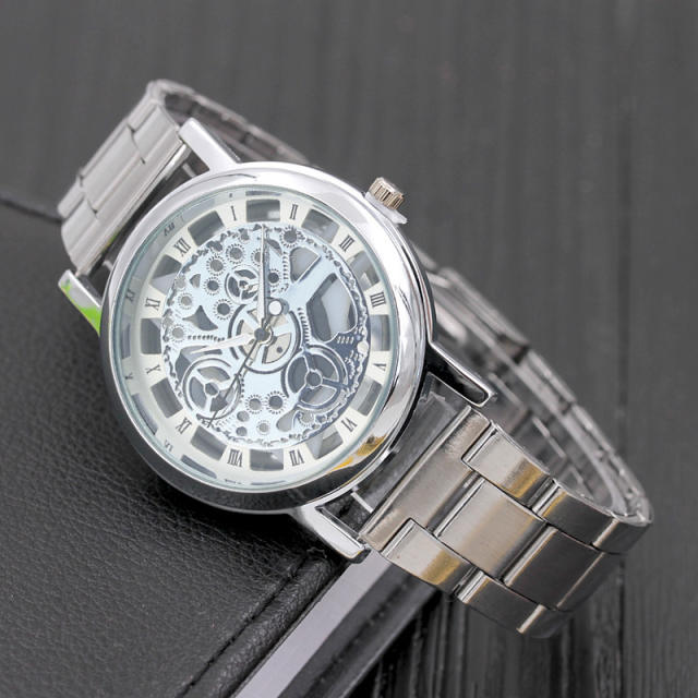 Korean fashion faux Mechanical watches steel belt men watch