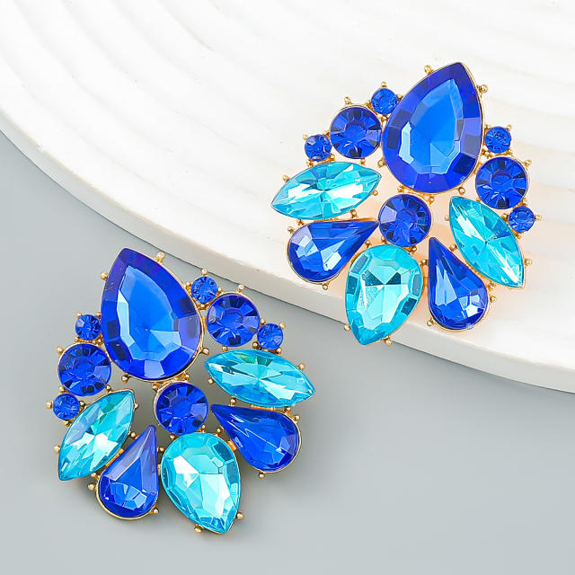 Fashionable glass crystal statement earrings