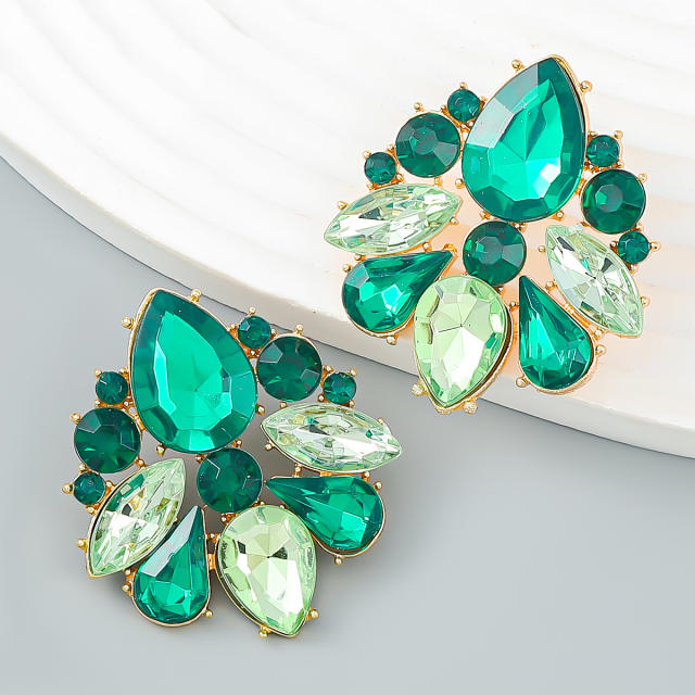 Fashionable glass crystal statement earrings