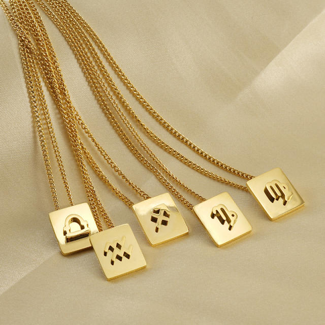 18K stainless steel necklace zodiac necklace