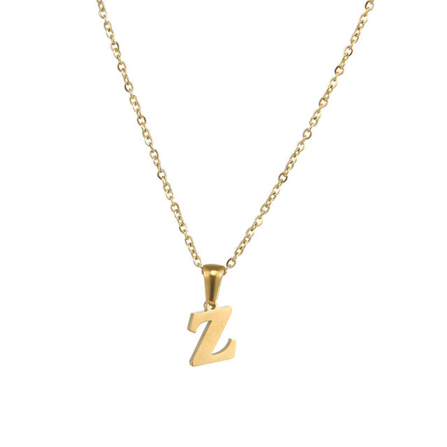 Mini initial letter stainless steel necklace