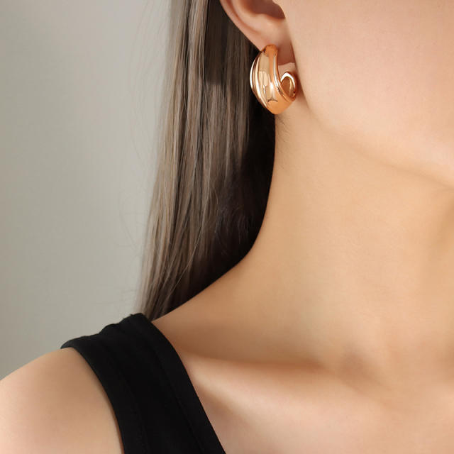 18K winter design chunky stainless steel earrings