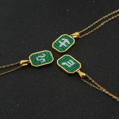 New design malachite diamond zodiac necklace stainless steel necklace