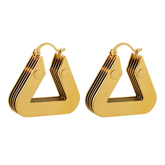Real gold plated triangle shape copper earrings
