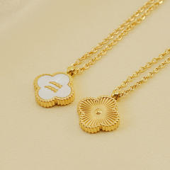 18K double side clover pendant zodiac necklace stainless steel necklace