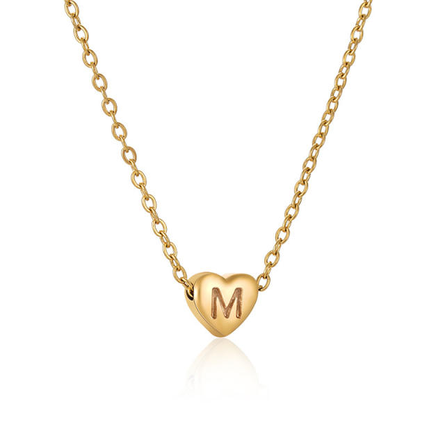 18K classic heart initial necklace stainless steel necklace