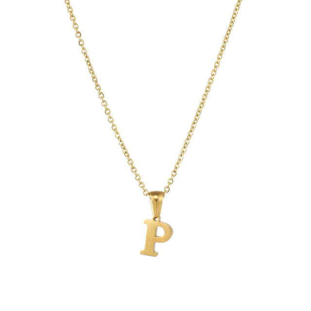 Mini initial letter stainless steel necklace