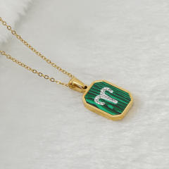 New design malachite diamond zodiac necklace stainless steel necklace
