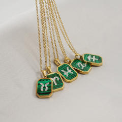 New design malachite diamond zodiac necklace stainless steel necklace