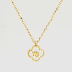 18K double side clover pendant zodiac necklace stainless steel necklace