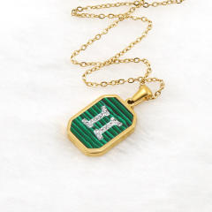 New design malachite diamond zodiac necklace stainless steel necklace