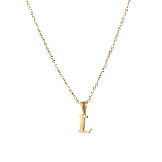 Mini initial letter stainless steel necklace