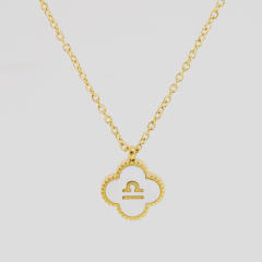 18K double side clover pendant zodiac necklace stainless steel necklace