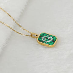 New design malachite diamond zodiac necklace stainless steel necklace