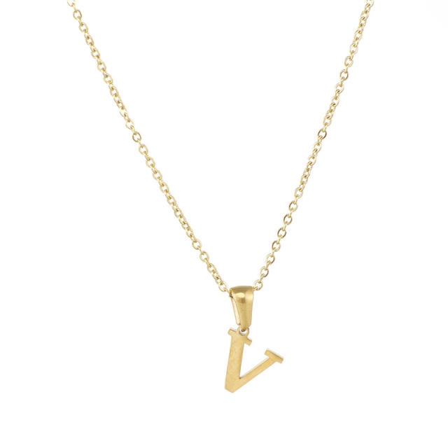 Mini initial letter stainless steel necklace