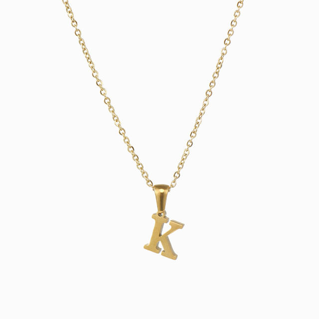 Mini initial letter stainless steel necklace