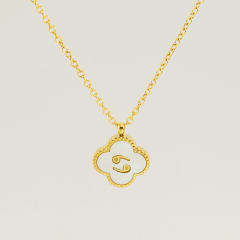18K double side clover pendant zodiac necklace stainless steel necklace