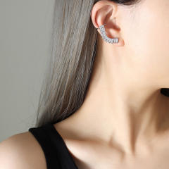 Korean fashion pave setting cubic zircon stainless steel earrings