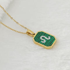 New design malachite diamond zodiac necklace stainless steel necklace