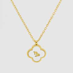 18K double side clover pendant zodiac necklace stainless steel necklace