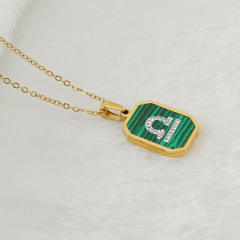 New design malachite diamond zodiac necklace stainless steel necklace