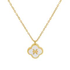 18K double side clover pendant zodiac necklace stainless steel necklace