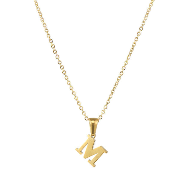 Mini initial letter stainless steel necklace