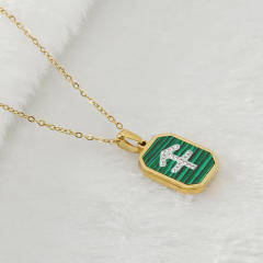 New design malachite diamond zodiac necklace stainless steel necklace