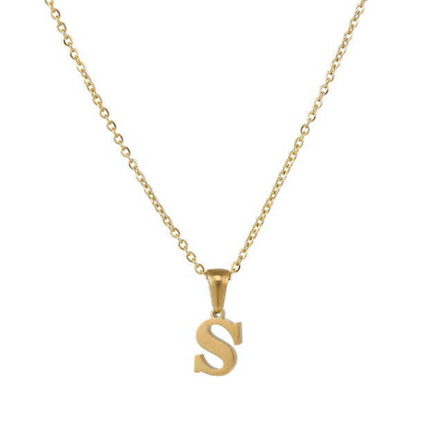 Mini initial letter stainless steel necklace