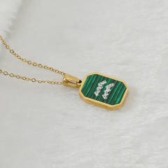 New design malachite diamond zodiac necklace stainless steel necklace