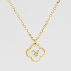 18K double side clover pendant zodiac necklace stainless steel necklace