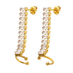 Korean fashion pave setting cubic zircon stainless steel earrings