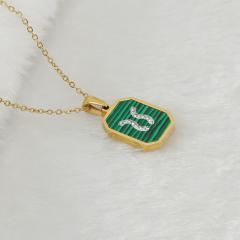 New design malachite diamond zodiac necklace stainless steel necklace