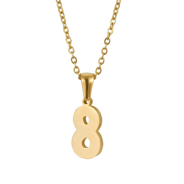 18K stainless teel necklace letter 0 to 9
