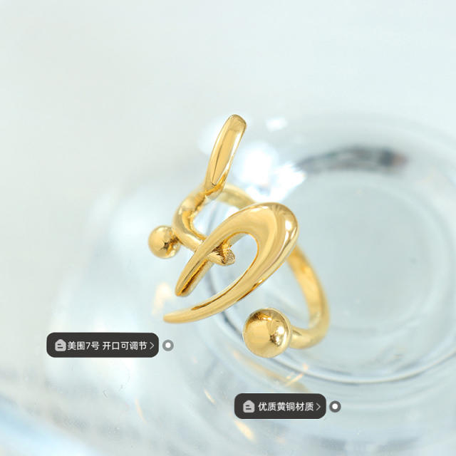 Geometric shape real gold plated copper rings