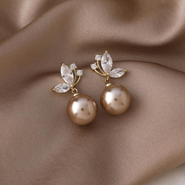 Korean fashion cubic zircon pearl earrings