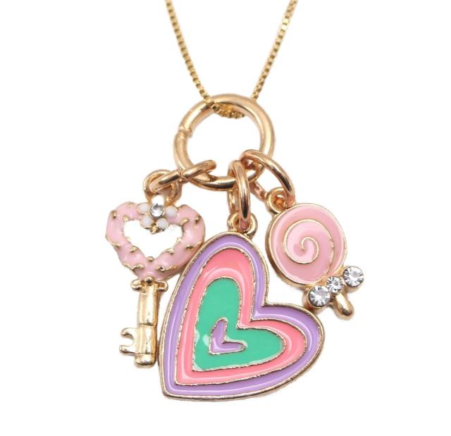 Enamel heart pendant kids necklace