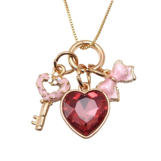 Enamel heart pendant kids necklace