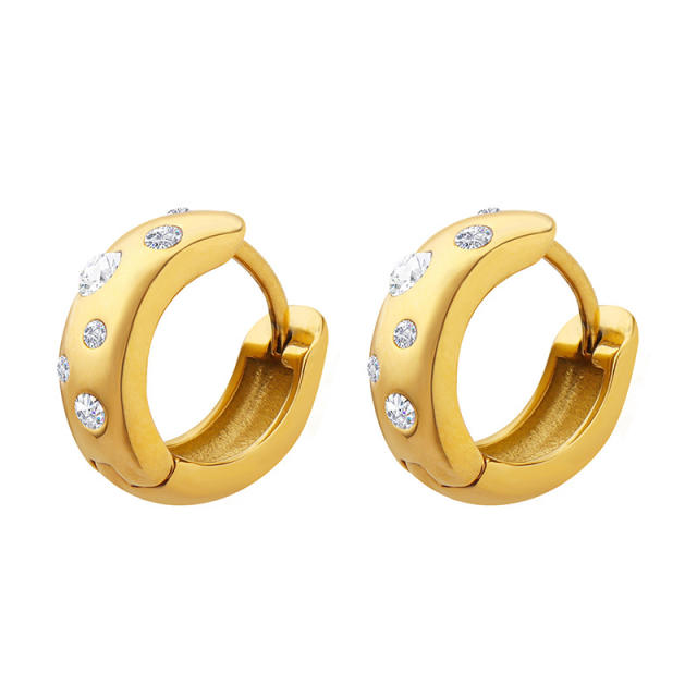INS easy match diamond stainless steel earrings huggie earrrings