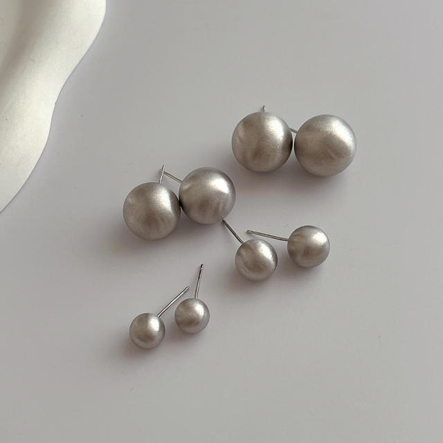 925 needle frost ball ear studs