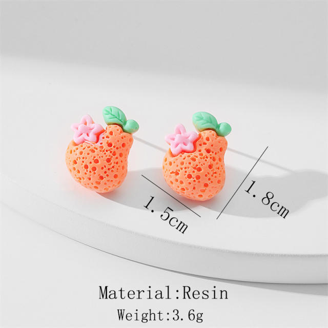 Cute resin fruit series holiday studs earrings