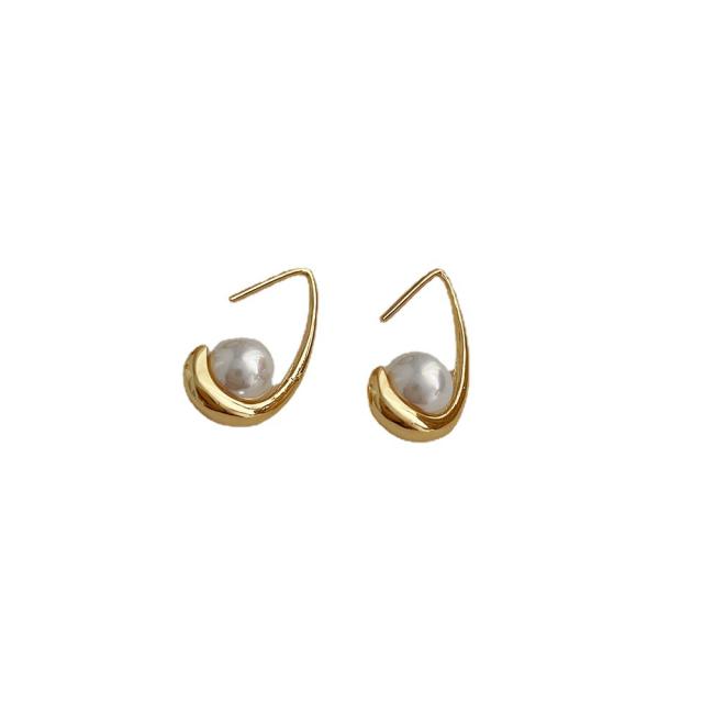 14K real gold plated pearl earrings