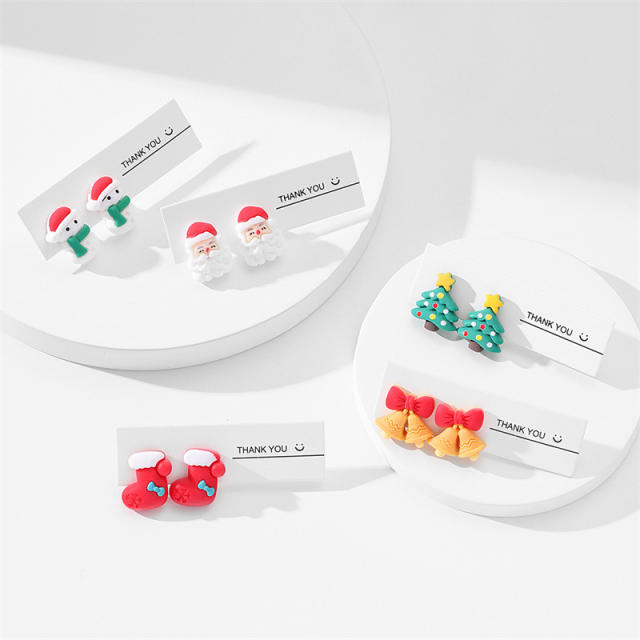 Cute christmas series resin studs earrings