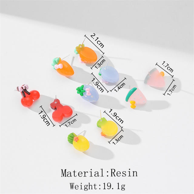 Cute resin fruit series holiday studs earrings