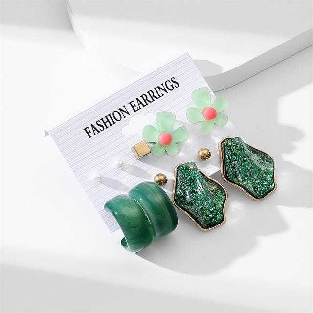 Creative colorful acrylic earring set