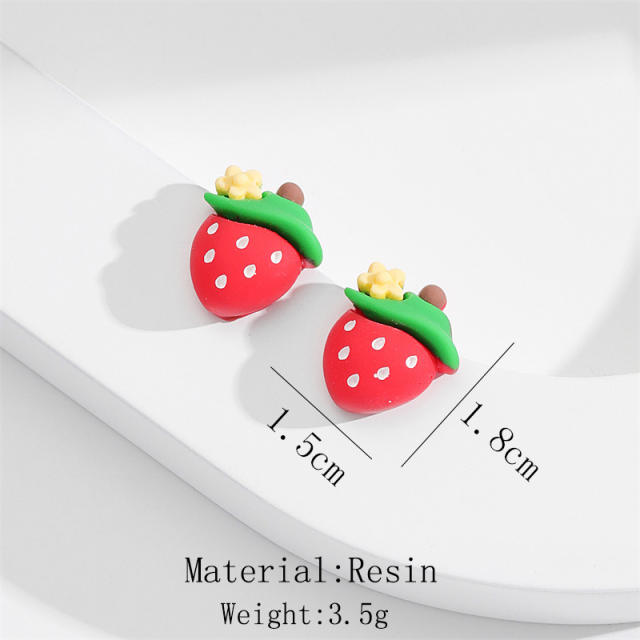 Cute resin fruit series holiday studs earrings