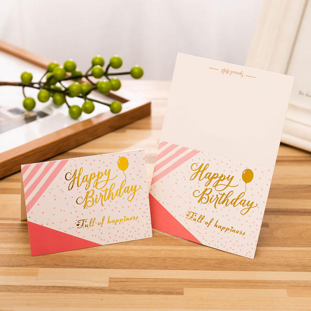INS sweet pink color happy birthday greeting cards