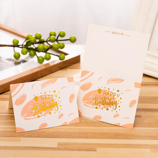 INS sweet pink color happy birthday greeting cards