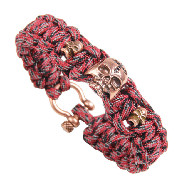 Outdoor skull head Paracord bracelet for men