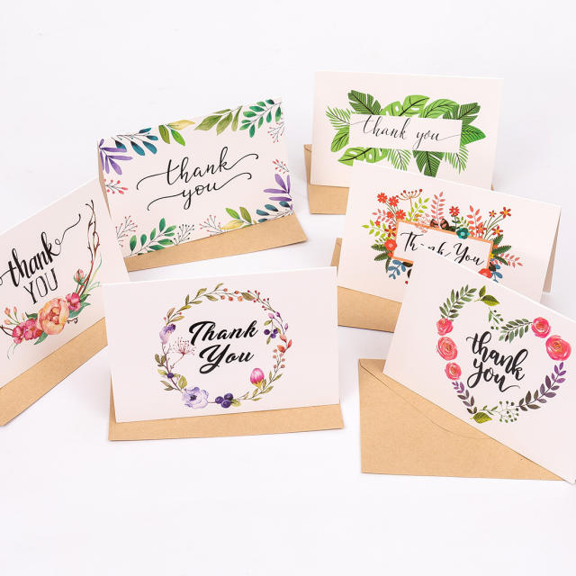 6pcs set Thank you greeting cards